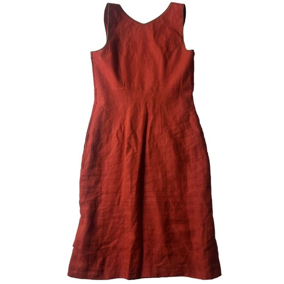 Country Line 34 M/L Women’s Embellished Linen Sheath Dress Red BulgarianART*snag - Picture 14 of 15